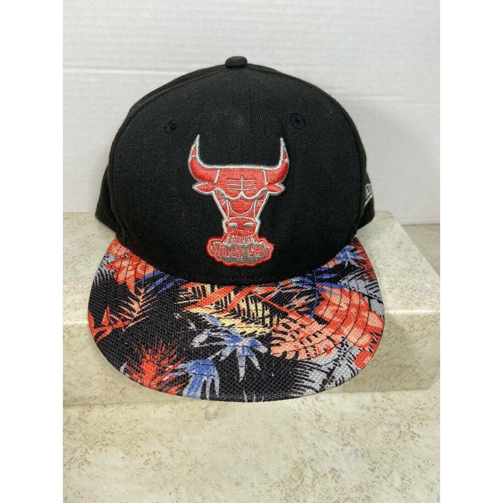 New Era Chicago Bulls Windy City Snapback Hat Black Floral Brim 9FIFTY Cap Mens